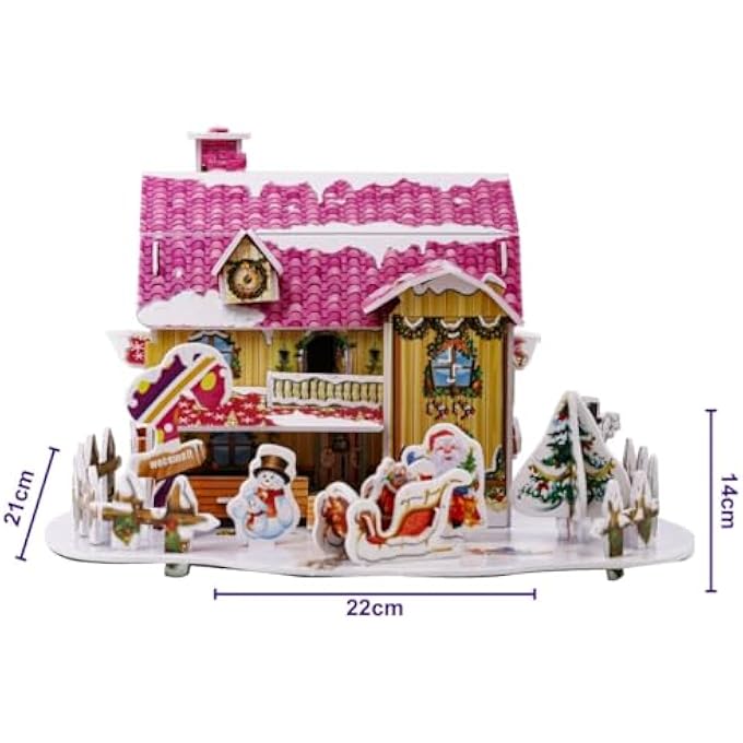 3D PUZZLE CHRISTMAS COLLECTION COZY CHRISTMAS COTTAGE UNIQUE & COLLECTIBLE MODEL ASSEMBLY BUILDING KIT FOR KIDS & ADULTS 34PCS - Image 4